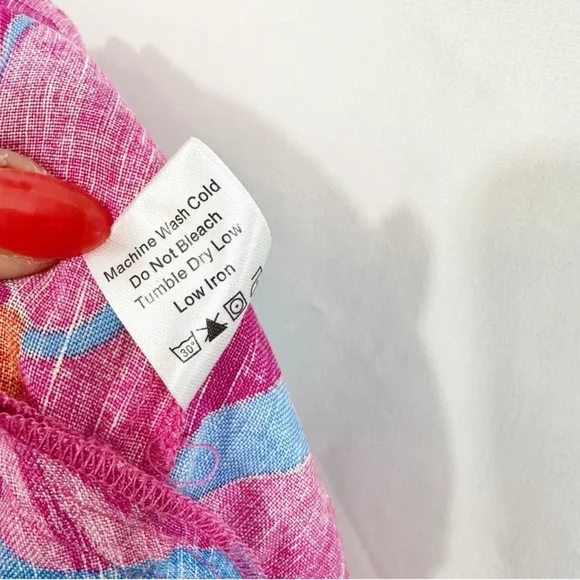 NWT Tuckernuck Wimberly Wild Azalea Edisto Linen Floral Ruffle Dress - Picture 16 of 16